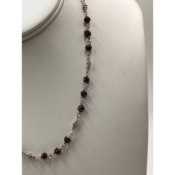 SILPADA Retired Sterling Silver 925 Garnet Beads Station Chain Necklace N1053 - Picture 6 of 7